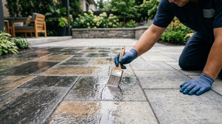 Clean, well-maintained paver surface in an Idaho backyard