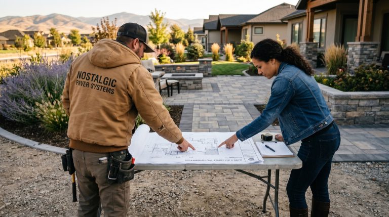 A completed Nostalgic Paver Systems hardscape project in the Treasure Valley