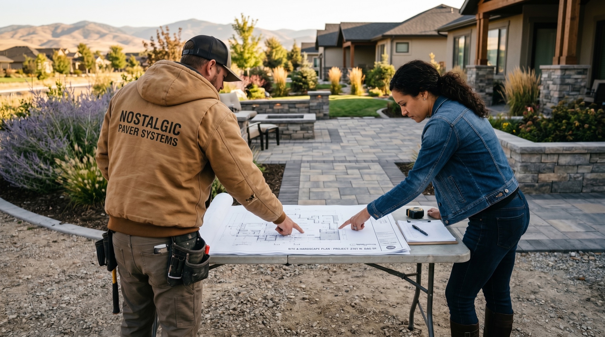 A completed Nostalgic Paver Systems hardscape project in the Treasure Valley