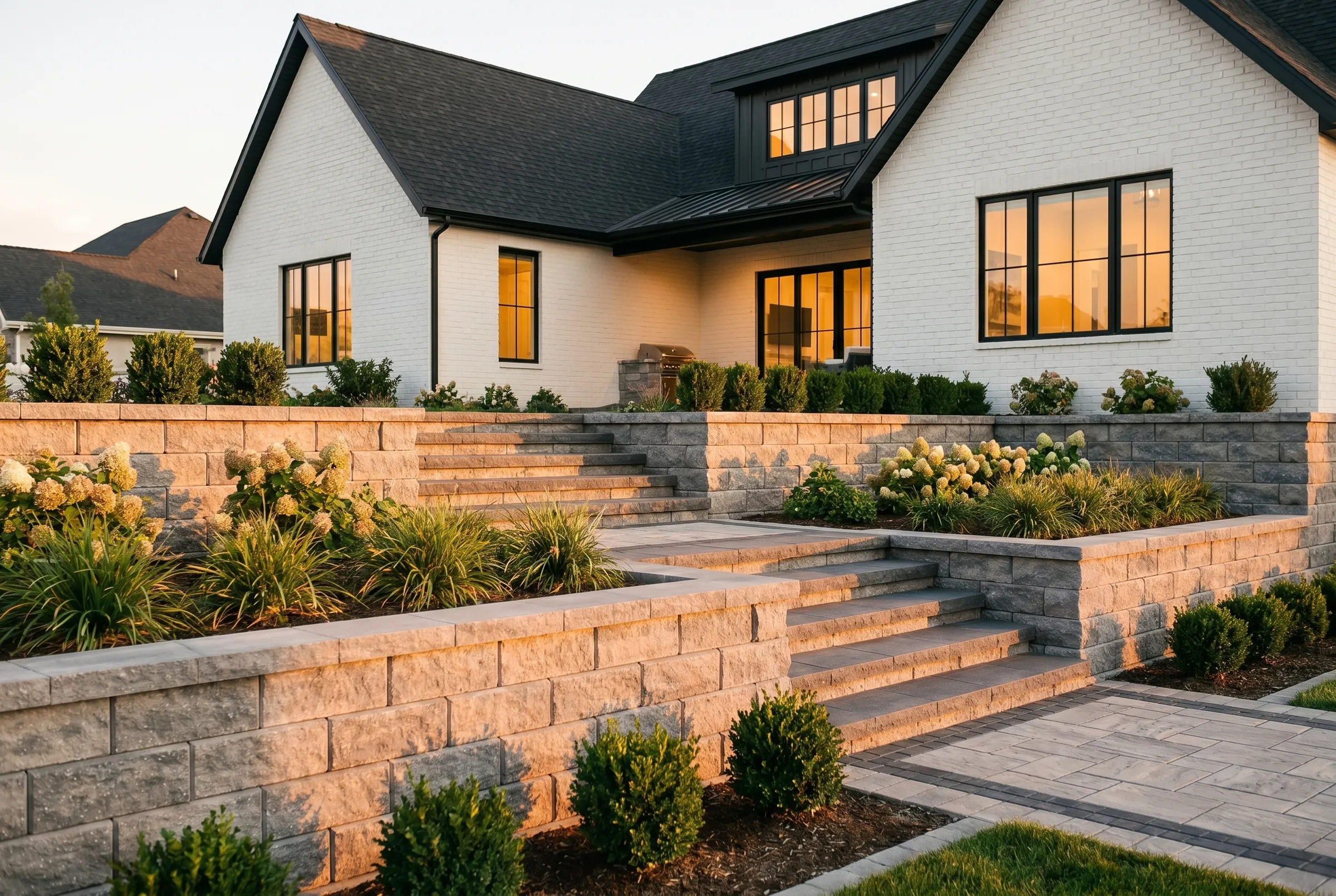 Paver staircase and hardscape installation by Nostalgic Paver Systems in the Treasure Valley, Idaho